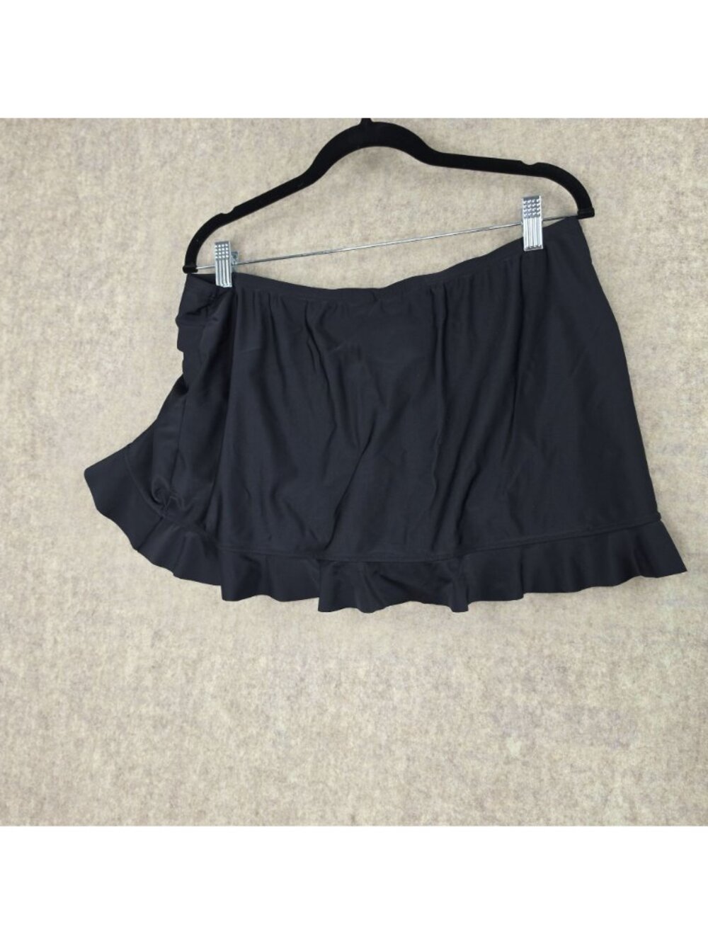 Black Womens Swim Skirt With Adjustable Drawstring Ruffle Hem Lined Size 14 - Picture 2 of 9